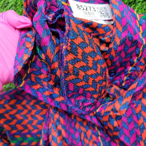 Vintage 90s MOD HIppie Button Shirt Womens Medium 22x24 Purple - Picture 12 of 12